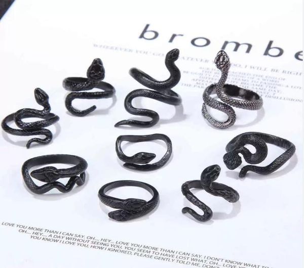 

designer ring vintage double head snake rings gothic personality men039s women opening design resizable punk hip hop rings jewe7246103, Silver