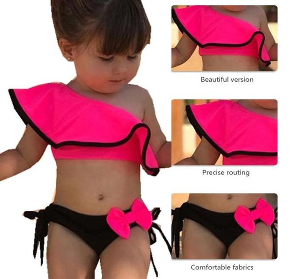 

loozykit 2019 baby kids girl two piece swimsuit summer child swimwear for water sports bikini swim dress beach bathing costume c211074249, Blue