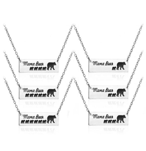 

mama bear baby bear necklace silver bar pendant chains mother and daughter love fashion jewelry for women kids epacket 4638059