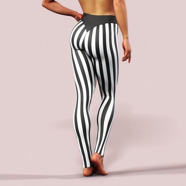 

tight yoga leggings for women black and white striped pointed high waisted pants