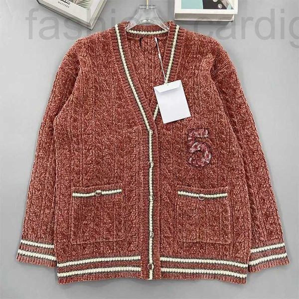

women's knits & tees designer knitted v-neck long sleeve cardigan with 5-line sequins decoration 2022 new loose and lazy style coat for, White