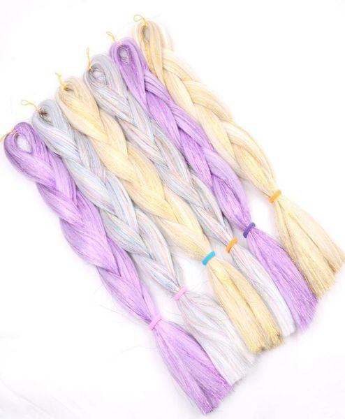 

synthetic jumbo braiding hair mixed metallic glitter twinkle hair tinsel 24inch 100g crochet synthetic braids hair extensions8946230, Black