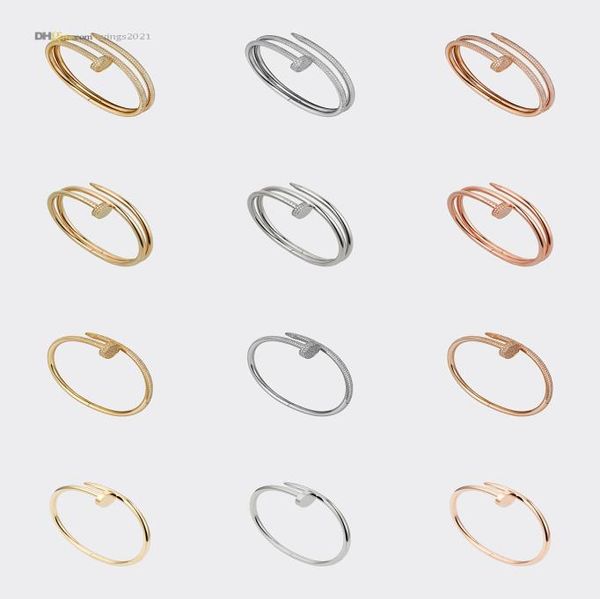 

designer bracelet nail bracelet 20 diamondpave bangle luxury jewelry for women titanium steel goldplated never fade not allergi6405992, Black