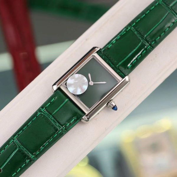 

women's designer watch 24mm quartz square watch leather strap sport waterproof watches, Slivery;brown