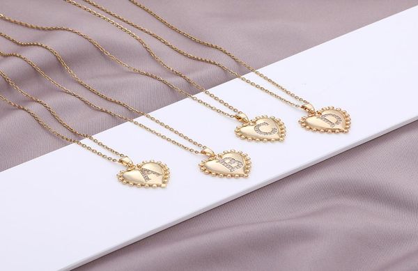

chains letter pendant necklace for women gold color chain 26 alphabet initial rhinestone heart necklaces female jewelry bijoux7227872, Silver