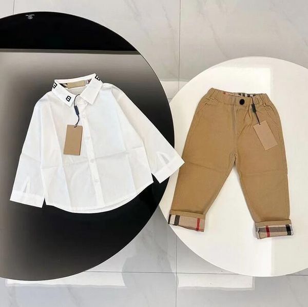 

baby t shirt set kids sets kid designer tshirt pant girl boy clothe luxury summer spring long sleeve with letters turn-down collar, White