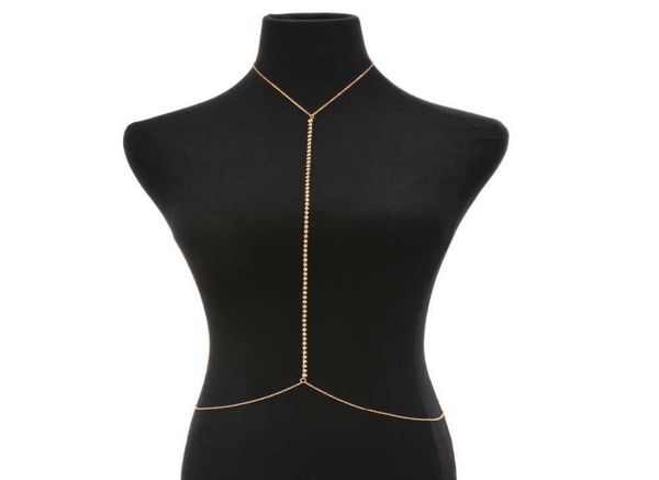 

fashion net harness rhinestone chain necklace gold color waist chain women jewelry bikini metal body chain p08114271368, Silver