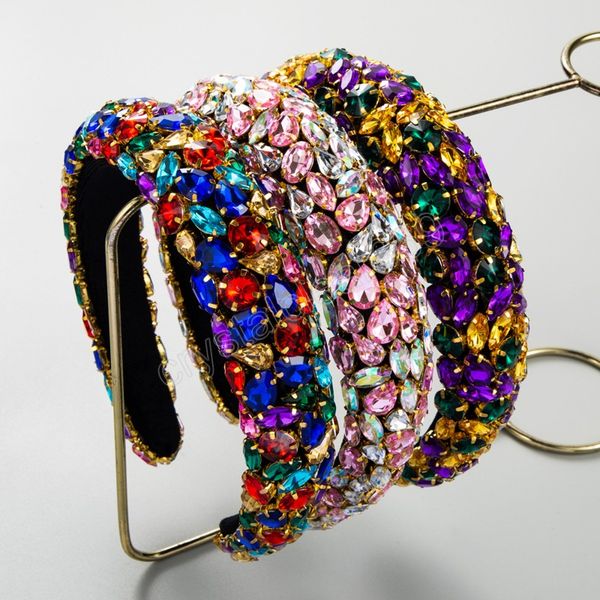 

luxury baroque colorful full diamond sponge headband fashion hair accessories women's party shining hairband hair band hoop girl, Slivery;white