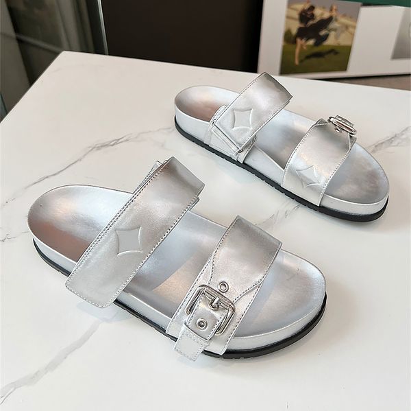 

flat comfort mule slippers classic two strap slides summery look beach sandal women casual pool mule thick bottom slipper treaded rubber sol, Black