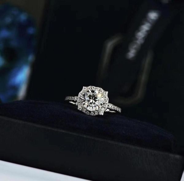 

fashion spring new listing classic single round with microdense set diamond outer ring simulation diamond ring female fashion je605158810, Silver