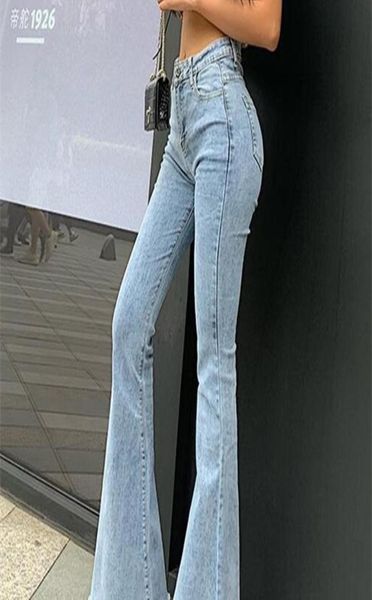 

flare jeans pants womens vintage denim y2k jeans women high waist fashion stretch tall and thin trousers streetwear retro jeans 229795201, Blue