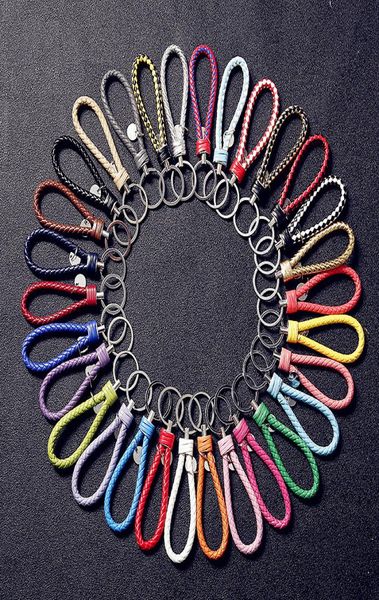

creative handwoven leather rope keychain hanging bailuo plated highgrade male and female couple car key ring chain pendant7072303, Slivery;golden
