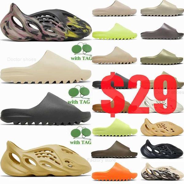 

2023 slippers bone onyx resin pure ochre holes foams runner designer slides sand vermilion moon grey sandals size 36-48 pantoufle fashion mu, Black