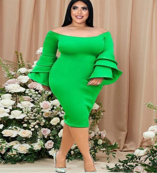 

women bodycon party dress green bare shoulder flare sleeve ruffle fashion club cocktail birthday wear2797369, White;black