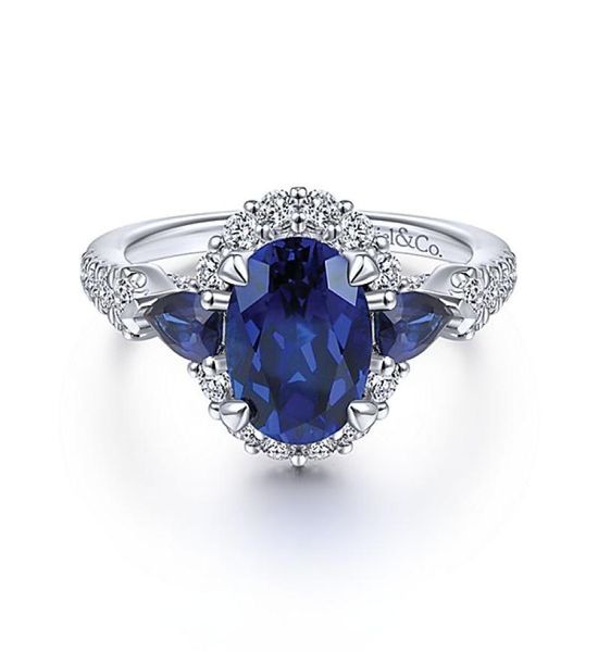 

fashionable 925 silver blue diamond female romantic engagement wedding ring size 6107666634, Slivery;golden