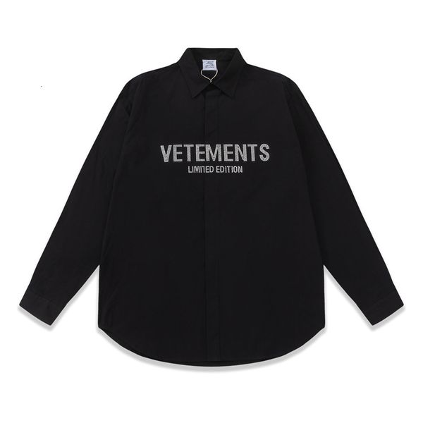 

men's dress shirts the correct version of vetements long sleeve shirt digital ironon letters american vintage and women's 230710, White;black