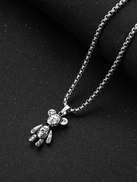 

fashionable and popular men bear charm necklace alloy for jewelry gift and for a stylish look, Silver