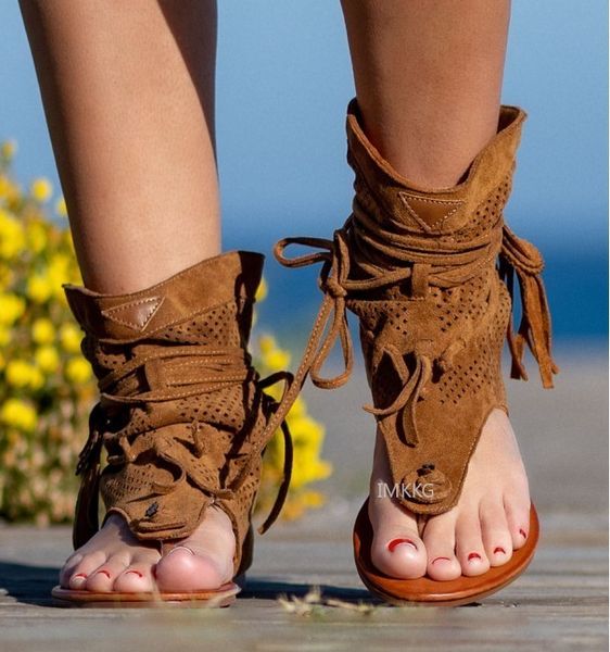 

sandals women's retro sandals gladiator ladies clip toe vintage boots casual tassel rome fashion summer woman shoes female sandalias 23, Black