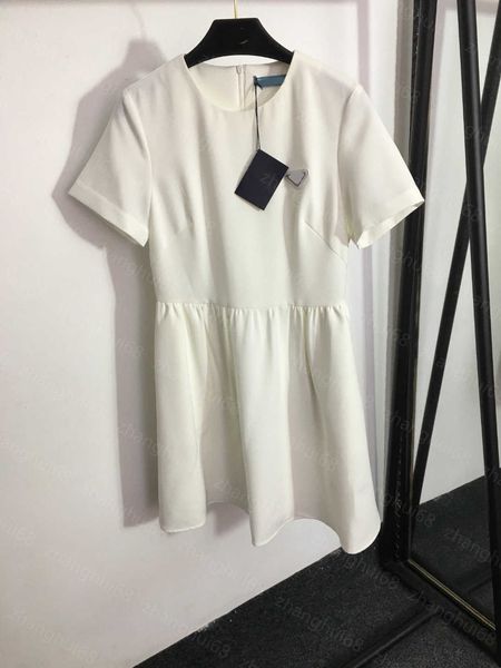 

23ss womens designer clothing women dresses summer dress letter triangle label waist short sleeve dress womens clothing, Black;gray