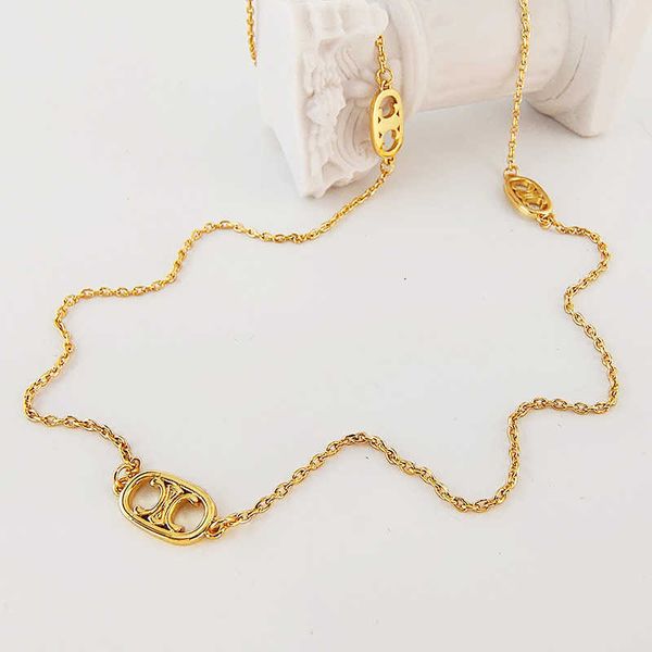 

arc de triomphe sweater chain advanced women light luxury personality pig nose necklace female minority design sense, Silver