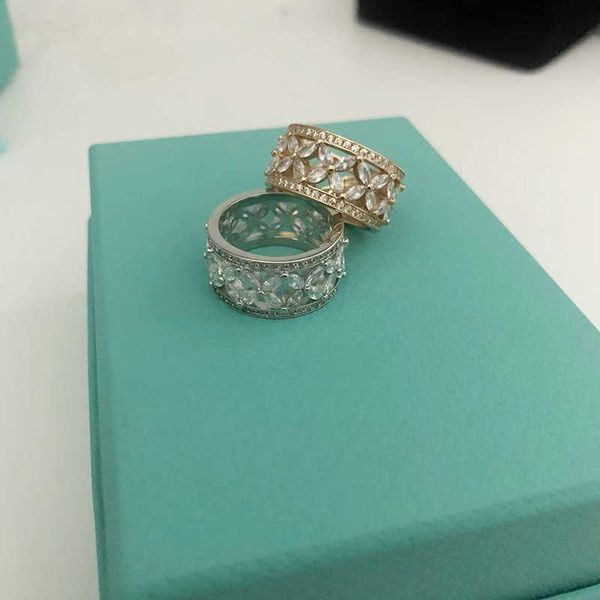

designer new tiffay s925 sterling silver luxury zircon set ring fashionable versatile female food hollow