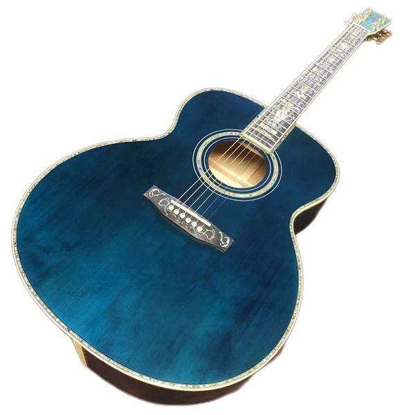 

2023 40 "om mold solid wood throwing face whole abalone black finger acoustic acoustic guitar