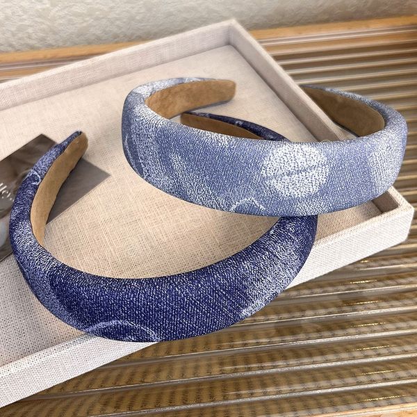 

high grade denim fabric sponge headbands fashion hair accessories women's trend casual hairband hair band hoop girl headwear, Slivery;white
