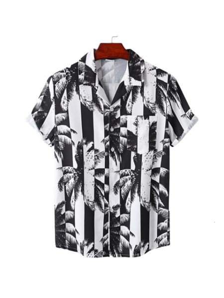 

men's dress shirts hawaiian shirt short sleeve oversized 3d printing anime coconut tree pattern male clothes harajuku summer fashion 2, White;black