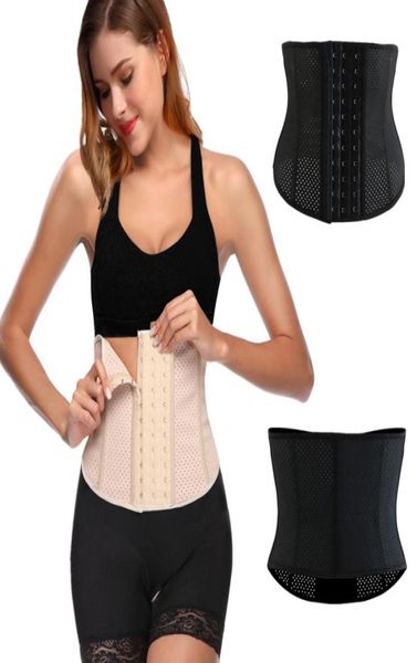 

2 layered short torso women underbust latex mesh breathable sport girdle waist trainer corsets hourglass body shaper waist belt s5251491, Black;white