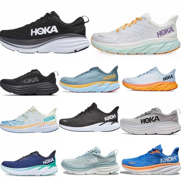 

trainers bondi 8 runner sports casual shoes hokas men women one one black white sports carbon x2 clifton 8 9 hokas outdoor lightweight shock