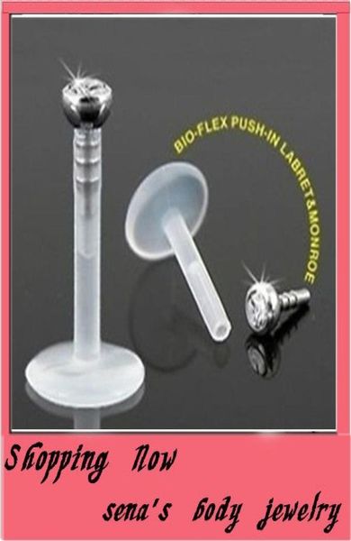 

piercing 30pcslot clear flexible uv acrylic transparent labret ring lip piercing jewelry2809717, Black