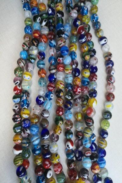 

10mm millefiori glass loose round bead 10mm hole for jewelry project4 colors2413684, Crystal