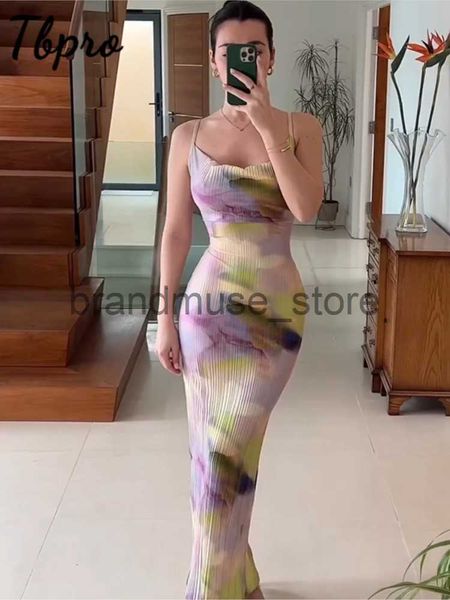 

basic casual dresses fashion gradient printed pleated strap dress woman 2023 summer square collar high waist maxi vestidos night party club, Black;gray