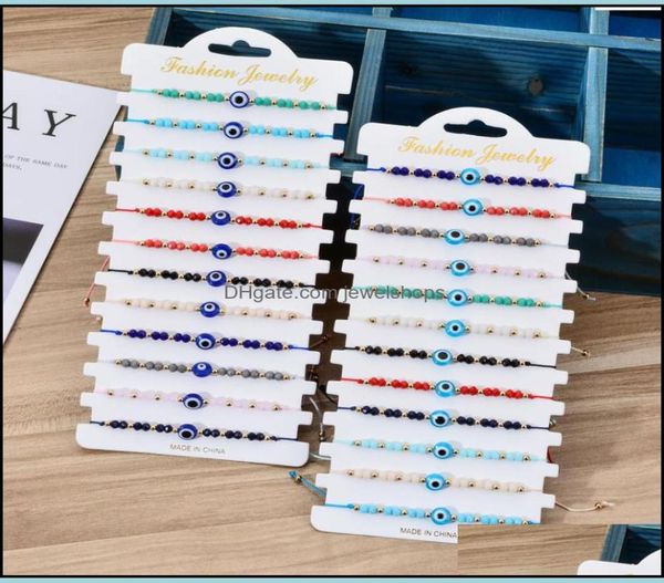

charm bracelets jewelry turkey blue evil eye bracelet women handmade rope chain crystal beads girl party gift drop delivery 2021 u8289030, Golden;silver