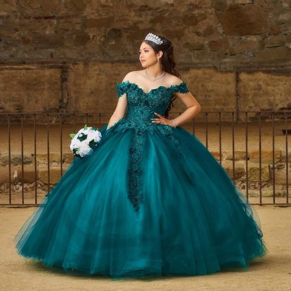 

emerald green sweetheart shiny quinceanera dresses appliques lace beading tull formal prom ball gowns vestidos de quinceanera, Blue;red
