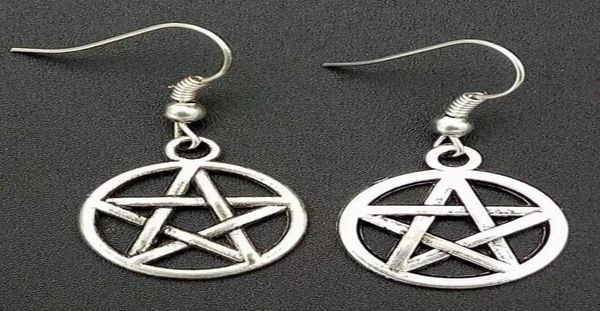 

fashion jewelry 50pairlot ancient silver pentagram pentacle charm pendants drape earrings witch pagan goth jewelry gift a4557255159282989
