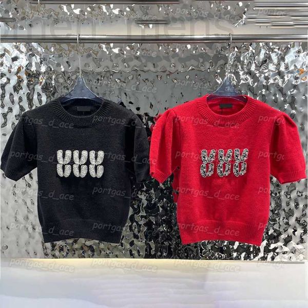 

women's plus size t-shirt designer letters womens knit t shirt casual fashion jumpers short sleeve pullo kjt6, Black
