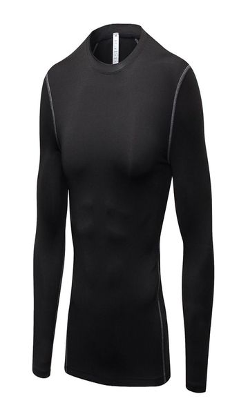 

2018 new quick dry compression tight jersey fitness gym sports running shirt bodybuilding long sleeve black tshirts men1199159, Black;blue