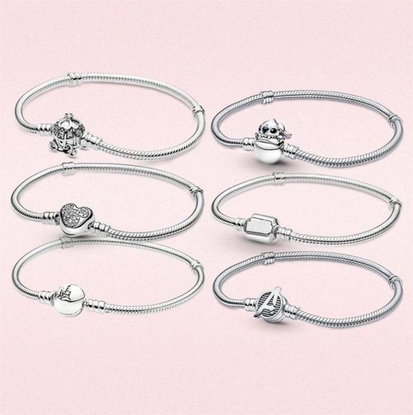

s925 silver bracelets for women diy jewelry fit beads charms sparkling mouse heart clasp chain bracelet with original box lady gift6245531, Golden;silver