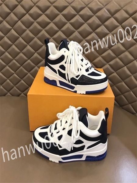 

2023 new designer flat sneaker trainer casual shoes leather white letter overlays fashion platform mens womens low sneakers rd230601, Black