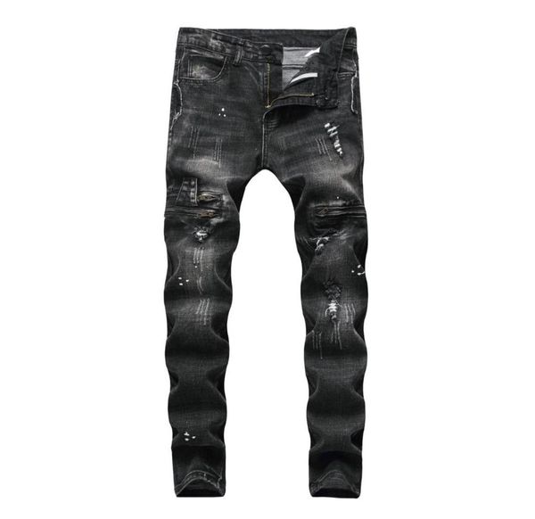 

ripped men jeans size 2842 fashion black men skinny distressed denim jeans with holes destroyed brand designer jean pants j1807084004433, Blue
