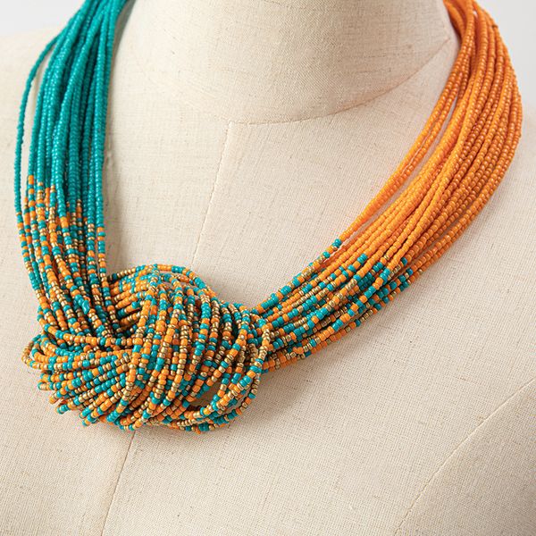 

strands strings national style necklace hand beaded weave bohemia fashion adjustable retro multi storey fishing line tie rice bead 230710, Black
