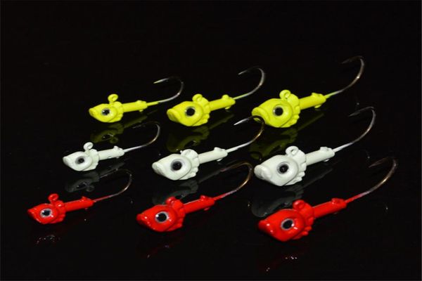 

new stainless steel jigs lead 3d eyes fish head barbed fishhooks soft worms grub fishing hooks 35g 7g 10g single hook9136518