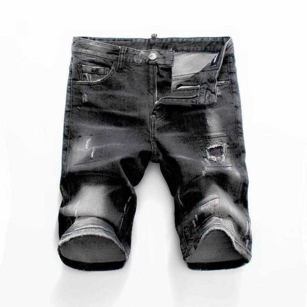 

black casual shorts d2 2019 fashion dsq men's jeans tear dsquare jeans nightclub jeans dsn28 cotton new fashion tight summer mens pa wm, Blue