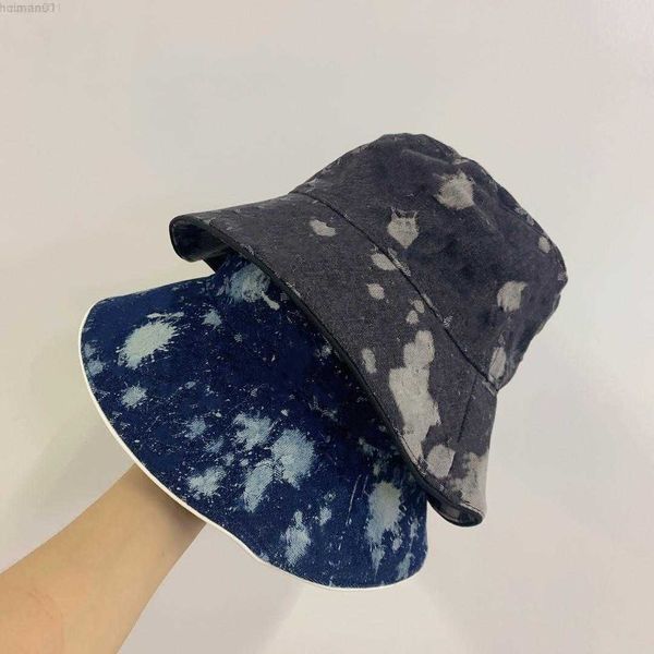 

classic fashion letter cowboy double sided bucket hat for men's women's foldable caps black fisherman beach sun visor wide brim ha, Blue;gray