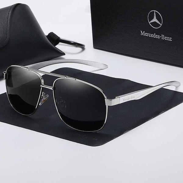 

fashion mercedes-benz sunglasses mercedes benz men's aluminum magnesium mirror leg spring box polarized large frame metal driving and t, White;black
