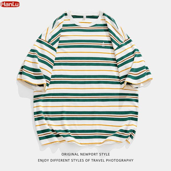 

men's tshirts hip hop streetwear tshirt striped oversized tshirt cotton loose short sleeve t shirt 2023 men women fashion summer tees, White;black