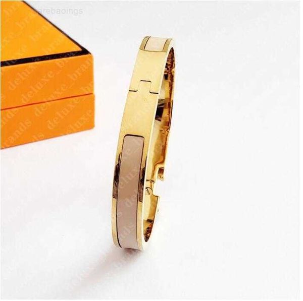 

luxury brand bracelet her max lassic h designer 8mm gold bangle enamel bracelet for men women birthday mother' day jewelry holiday gift, Black