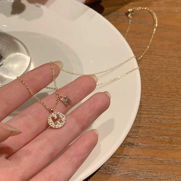 

korean light luxury h letter pendant simple temperament titanium steel necklace female minority design sense net red accessories, Silver