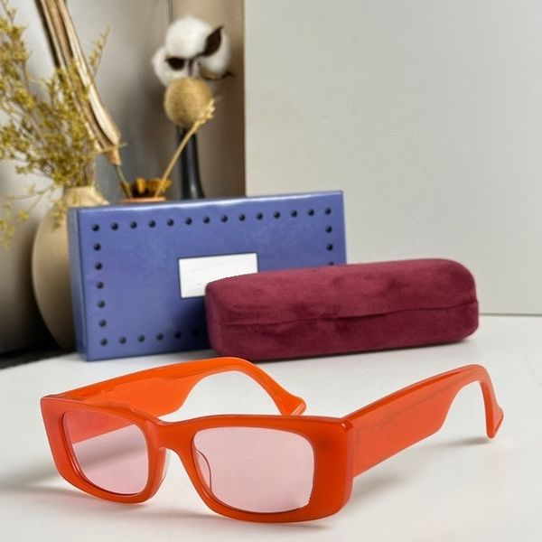 

2023 women men sunglasses red width plank full frame pink gradient color narrow rectangle glasses available with box, White;black